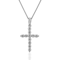Kreuzkette für Damen aus Weißgold, lab grown Diamanten