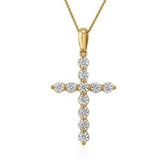 Goldene Kreuzkette für Damen mit lab grown Diamanten