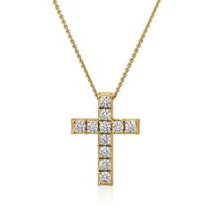 Goldene Kreuzkette mit Diamanten für Damen