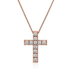 Roségoldene Kreuzkette mit lab grown Diamanten