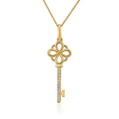 Goldkette mit Diamantanhänger Schlüssel, lab grown