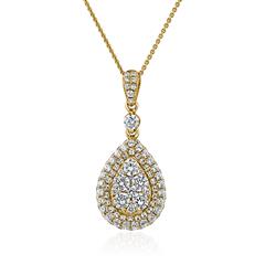 Goldkette mit Tropfenanhänger mit Brillanten