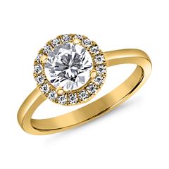 Verlobungsring Halo mit lab grown Diamanten, Gelbgold