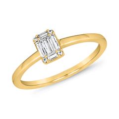 Goldring für Damen mit Diamanten, lab-grown