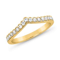 V-förmiger Goldring für Damen mit Diamantbesatz