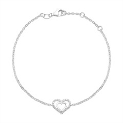 750er Weißgold-Armband Herz 28 Diamanten