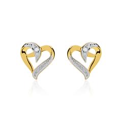 585er Goldohrstecker Herzen mit Diamanten