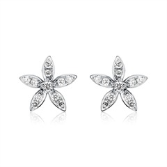 Ohrstecker Blüten aus 585er Weißgold mit Diamanten