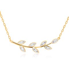 585er Goldkette im Blattdesign mit Diamanten