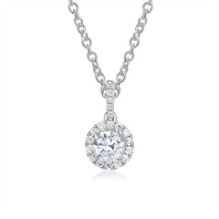Kette mit Halo-Anhänger 750er Weißgold Diamanten