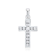 750er Weißgold Anhänger Kreuz 12 Diamanten