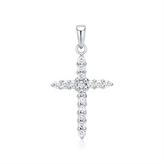 750er Weißgold Anhänger Kreuz mit 16 Diamanten