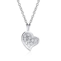 585er Weißgold-Kette Herz 10 Diamanten