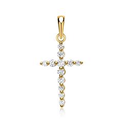 Kreuzanhänger in Gelbgold 12 Diamanten 0,29ct.
