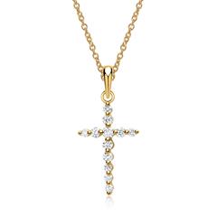 Kette Kreuz Gelbgold 12 Diamanten 0,26ct.