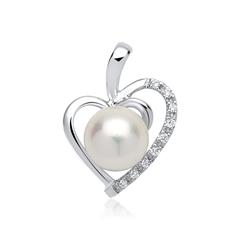 Herz-Anhänger 585er Weißgold 9 Diamanten