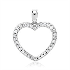 585er Weißgold-Anhänger Herz 32 Diamanten