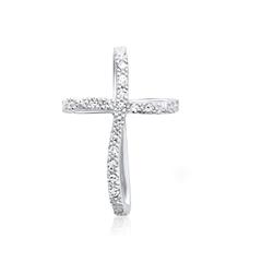 585er Weißgold-Anhänger Kreuz 14 Diamanten