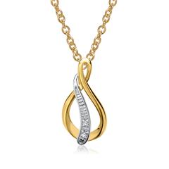 585er Gelbgold-Kette 2 Diamanten 0,012 ct.