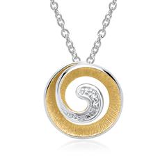 585er Weißgoldkette Spirale 2 Diamanten