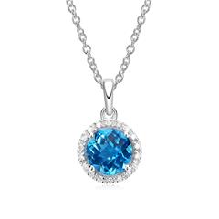 Topas Kette 14 Karat Weißgold 18 Diamanten