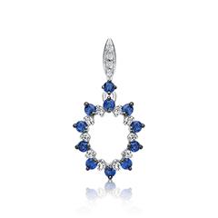 585er Gold Anhänger Diamanten und Saphir