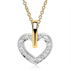 Kette und Herz Anhänger 14K Gold Diamanten