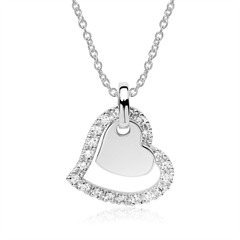 Herzkette aus 14K Weißgold mit Diamanten