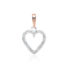 Herz Anhänger 585er Weißgold Roségold Diamanten