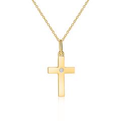 Kreuzkette aus 585er Gold mit Diamant