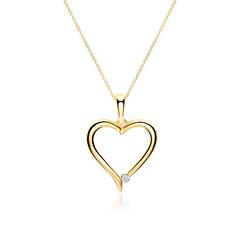 585er Goldkette Herz mit Brillant