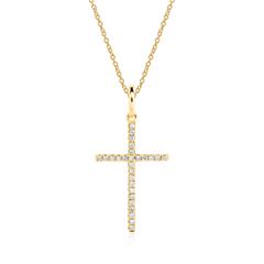 Kreuzkette aus 585er Gold mit Diamanten