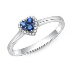 Herzring Saphire und Diamanten 0,21 ct gesamt
