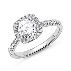 585er Weißgold Halo Ring mit Diamanten