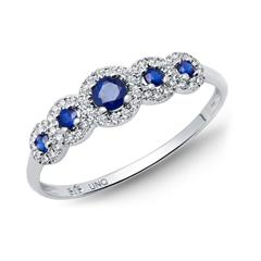 Ring 585 Weißgold Diamanten 0,108 ct. Saphire 0,308 ct.