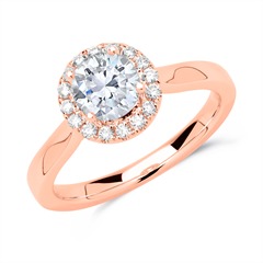 Verlobungsring 585er Roségold mit Diamanten