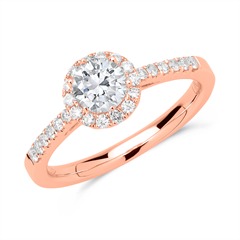 585er Roségold Verlobungsring mit Diamanten