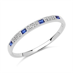 Ring 585er Weißgold 12 Diamanten 4 Saphire