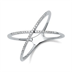 X-Ring aus 585er Weißgold mit Diamanten