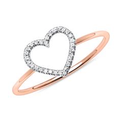 Damenring Herz aus 585er Roségold mit Diamanten