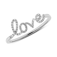 585er Weißgold Ring Love mit Diamanten
