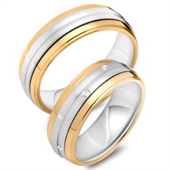 Eheringe 585er Gelb- Weissgold 10 Diamanten