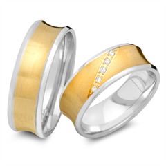 Eheringe 585er Gelb- Weissgold 5 Brillanten
