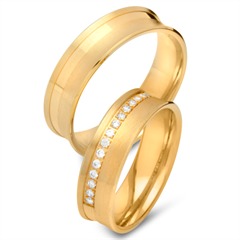 Eheringe 333er Gelbgold 15 Diamanten