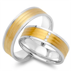 Trauringe 750er Gelb- Weissgold 3 Brillanten