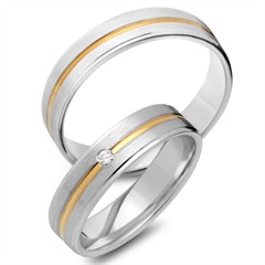 Trauringe 333er Gelb- Weissgold mit Brillant