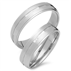 Trauringe 333er Weissgold mit Brillant