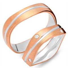 Eheringe 333er Rot- Weissgold 6 Diamanten