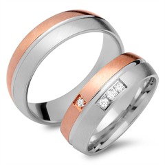 Eheringe 750er Rot- Weissgold 4 Diamanten