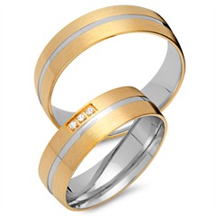 Trauringe 585er Gelb- Weissgold 3 Brillanten